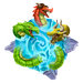 A water planet with three quarelling sea serpents.